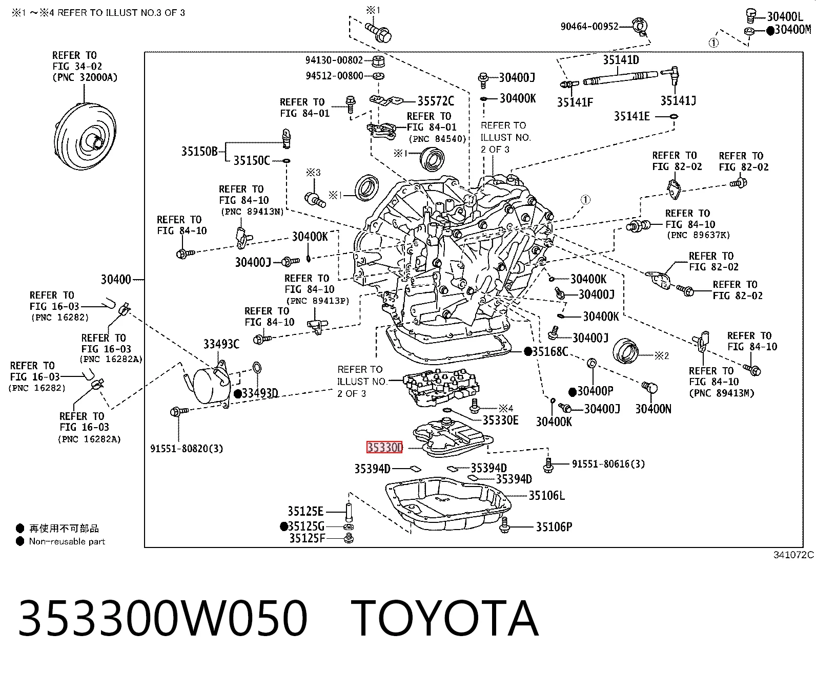 353300W050 Toyota Filtro hidráulico transmisión automática