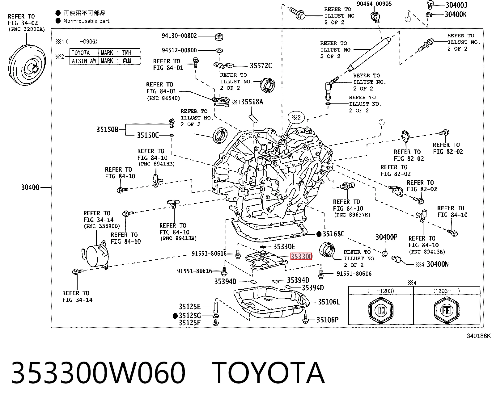 353300W060 Toyota Filtro hidráulico transmisión automática