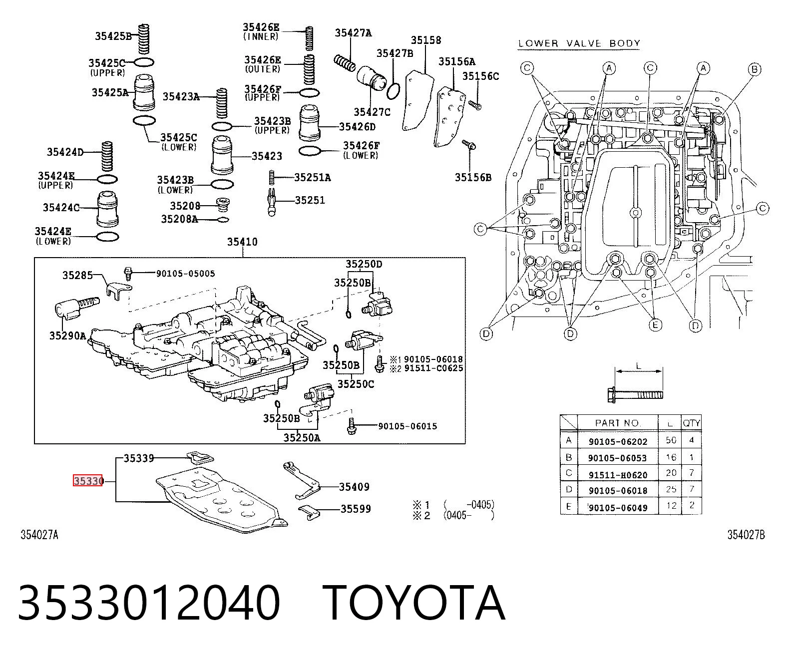 3533012040 Toyota Filtro hidráulico transmisión automática