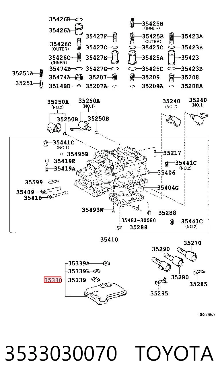 3533030070 Toyota Filtro hidráulico transmisión automática