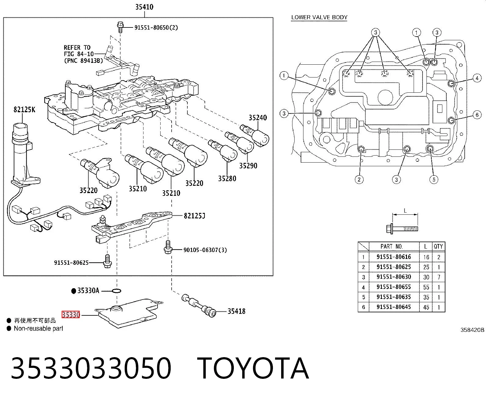 3533033050 Toyota Filtro hidráulico transmisión automática