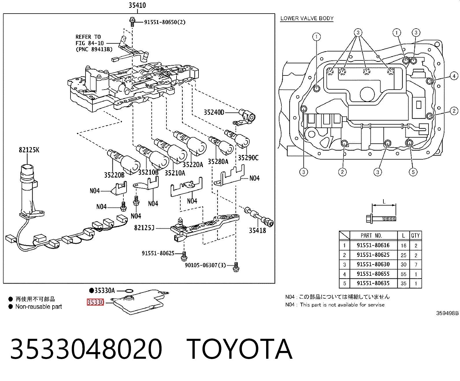 3533048020 Toyota Filtro hidráulico transmisión automática