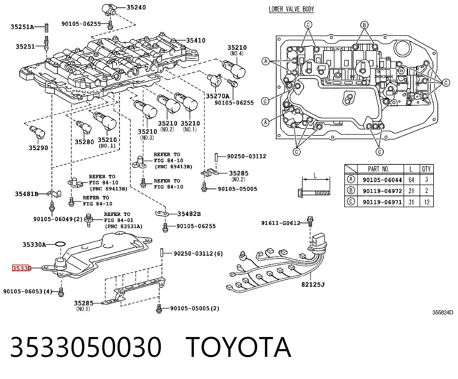 3533050030 Toyota Filtro hidráulico transmisión automática