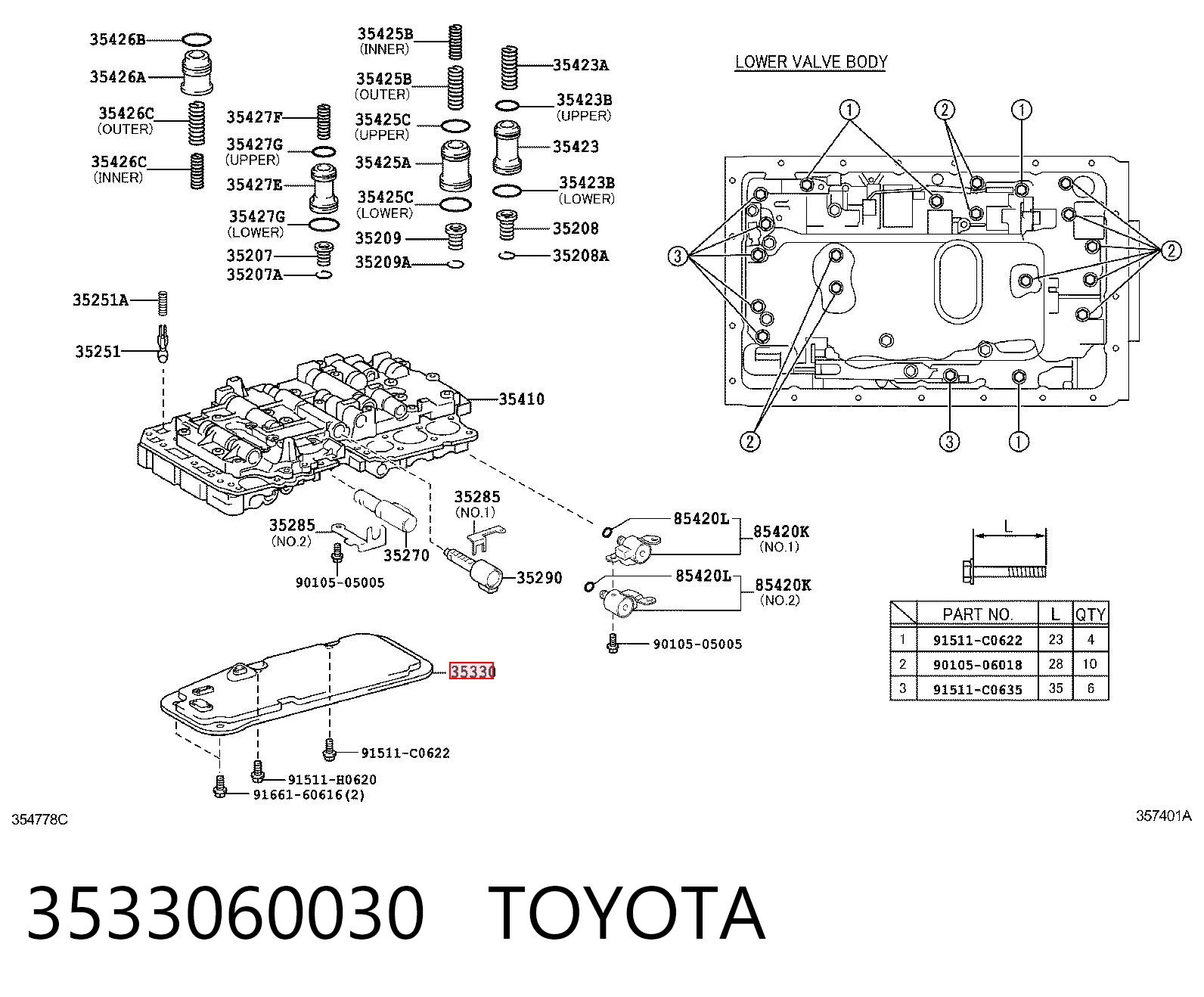 3533060030 Toyota Filtro hidráulico transmisión automática