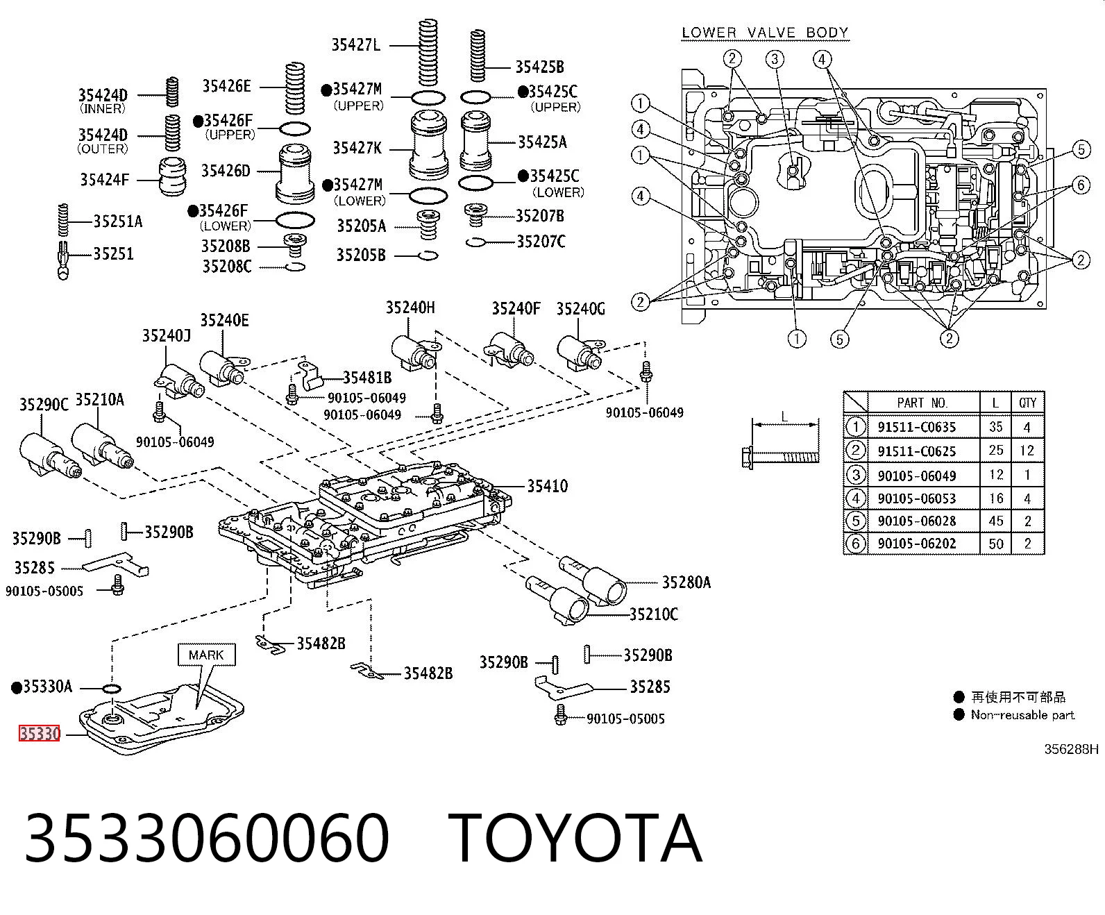 3533060060 Toyota Filtro hidráulico transmisión automática