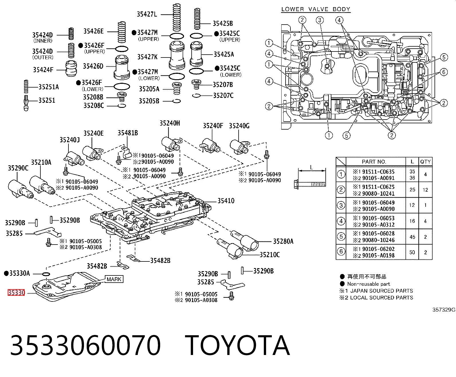 3533060070 Toyota Filtro hidráulico transmisión automática
