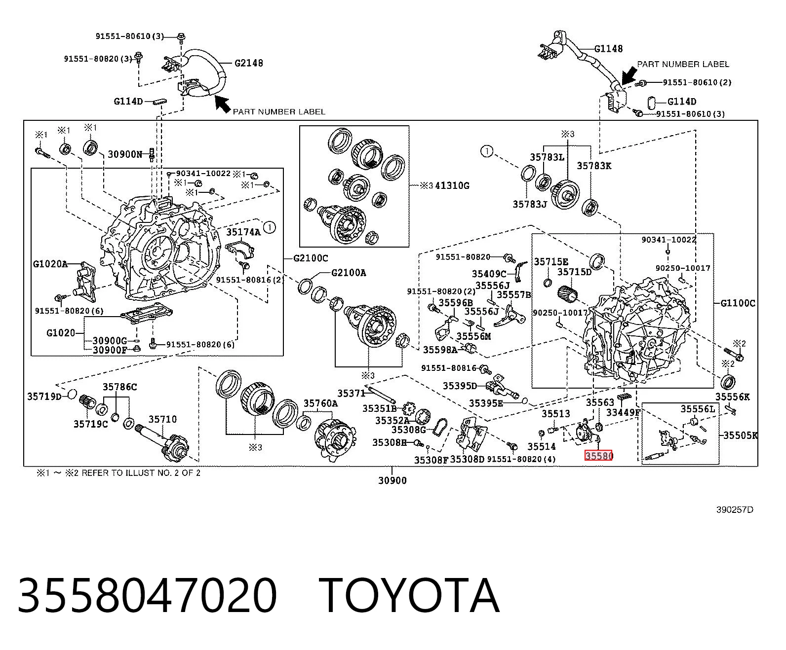 3558047020 Toyota Actuador de selección de marchas
