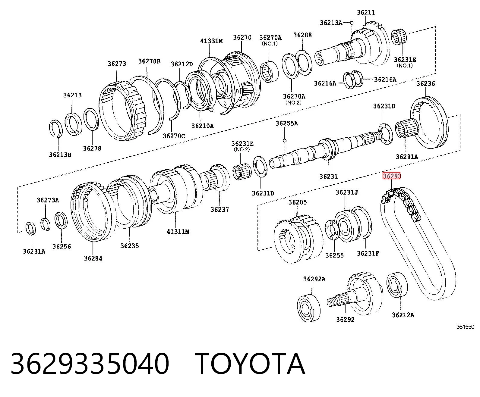 3629335040 Toyota Cadena de la caja de transferencia