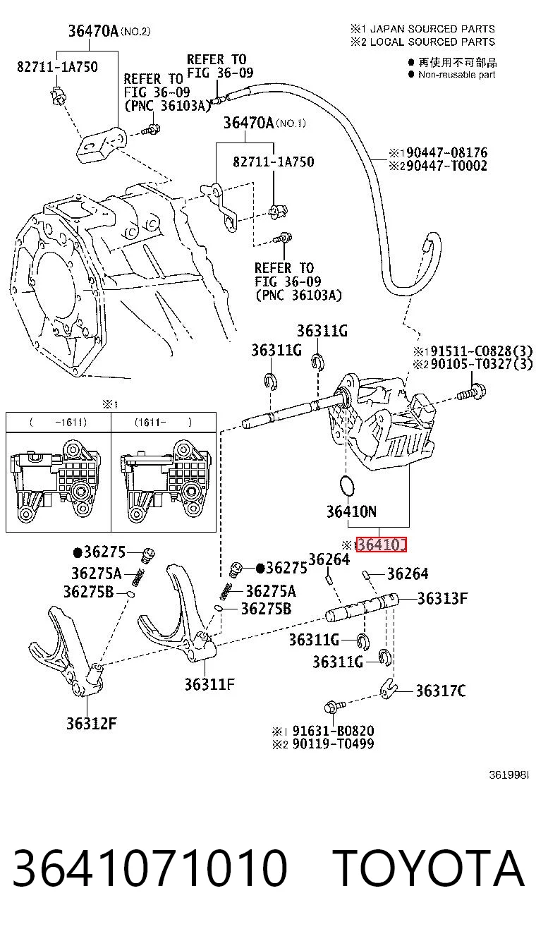  Actuador de selección de marchas Toyota Hilux 