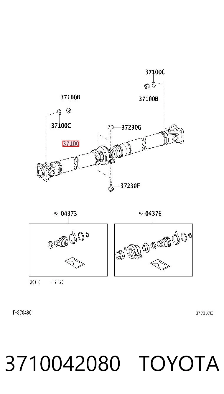 3710042080 Toyota Árbol cardán trasero completo