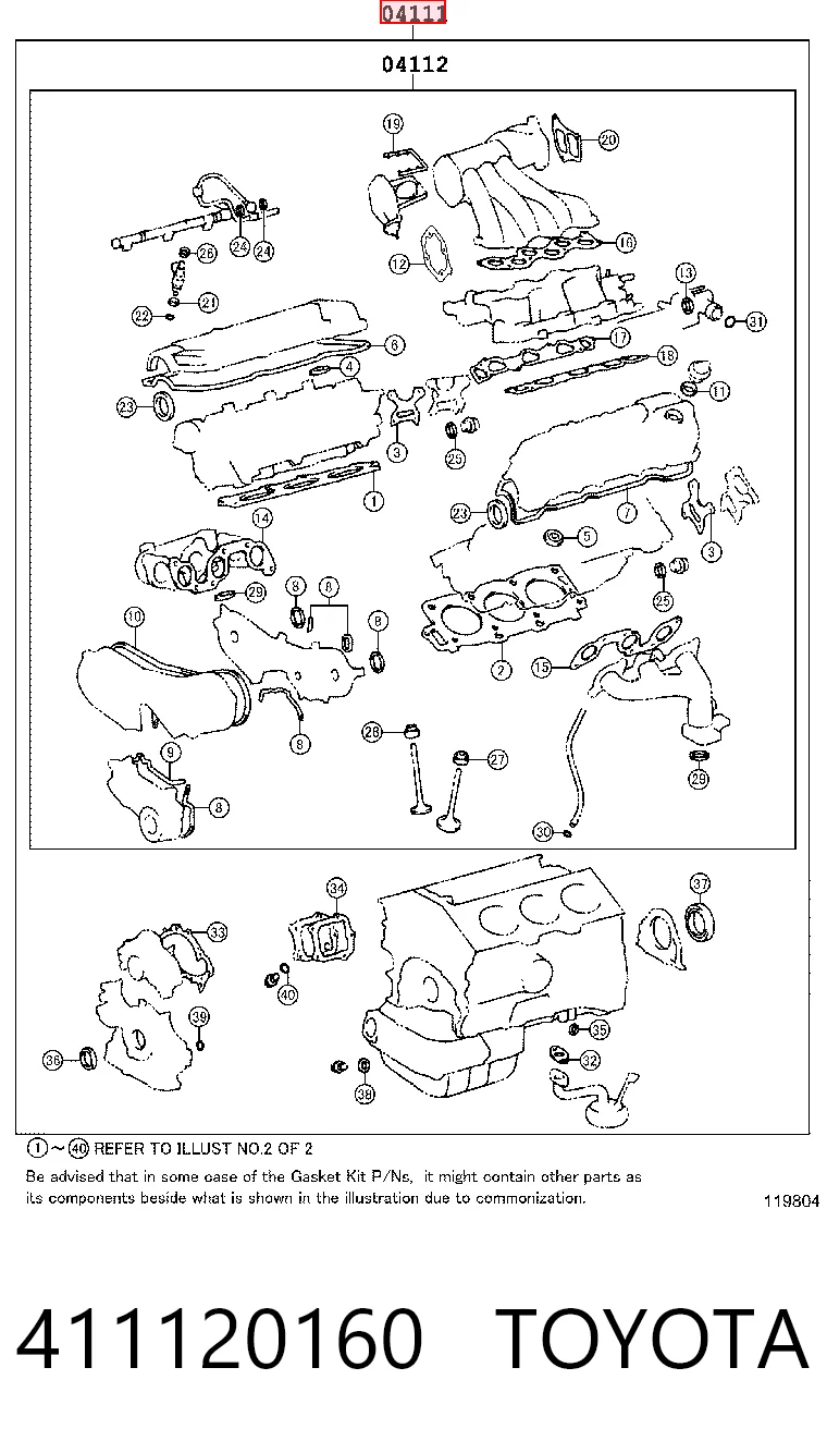 Juego de juntas para motor para Lexus RX MCU15