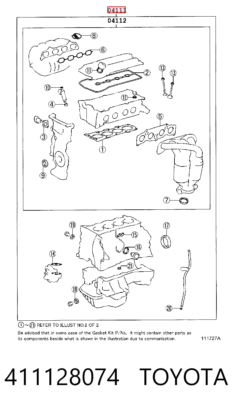 411128074 Toyota Juego juntas motor