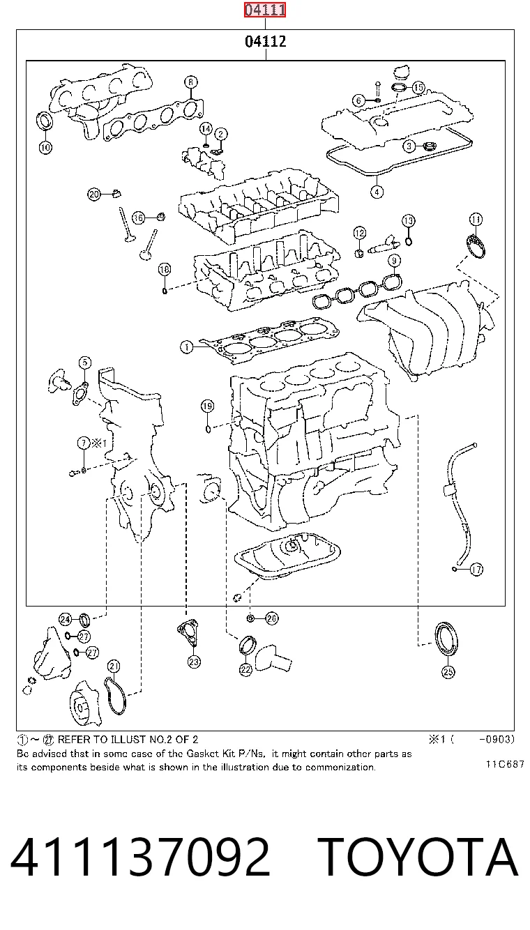 411137092 Toyota Juego juntas motor