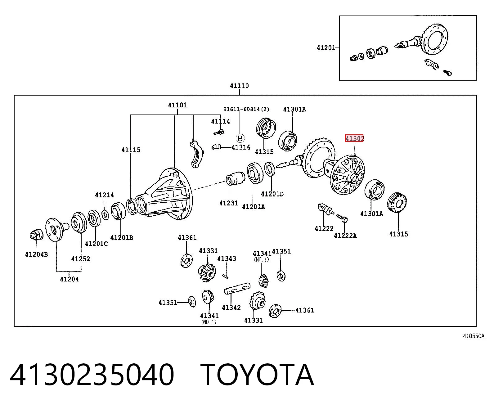 4130235040 Toyota Diferencial trasero