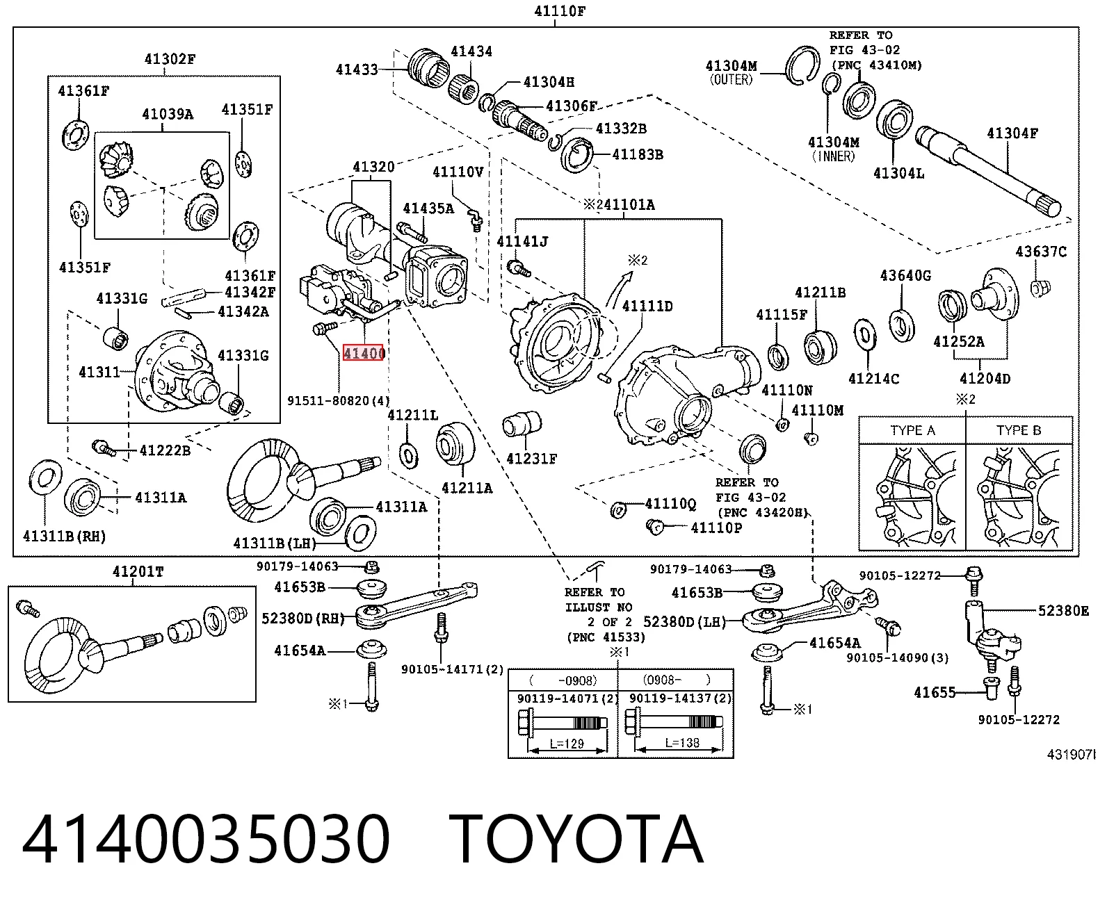 4140035030 Toyota Válvula de vacío de acoplamiento del eje delantero