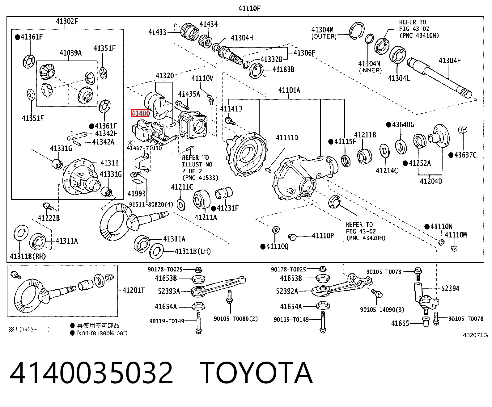 4140035032 Toyota Válvula de vacío de acoplamiento del eje delantero