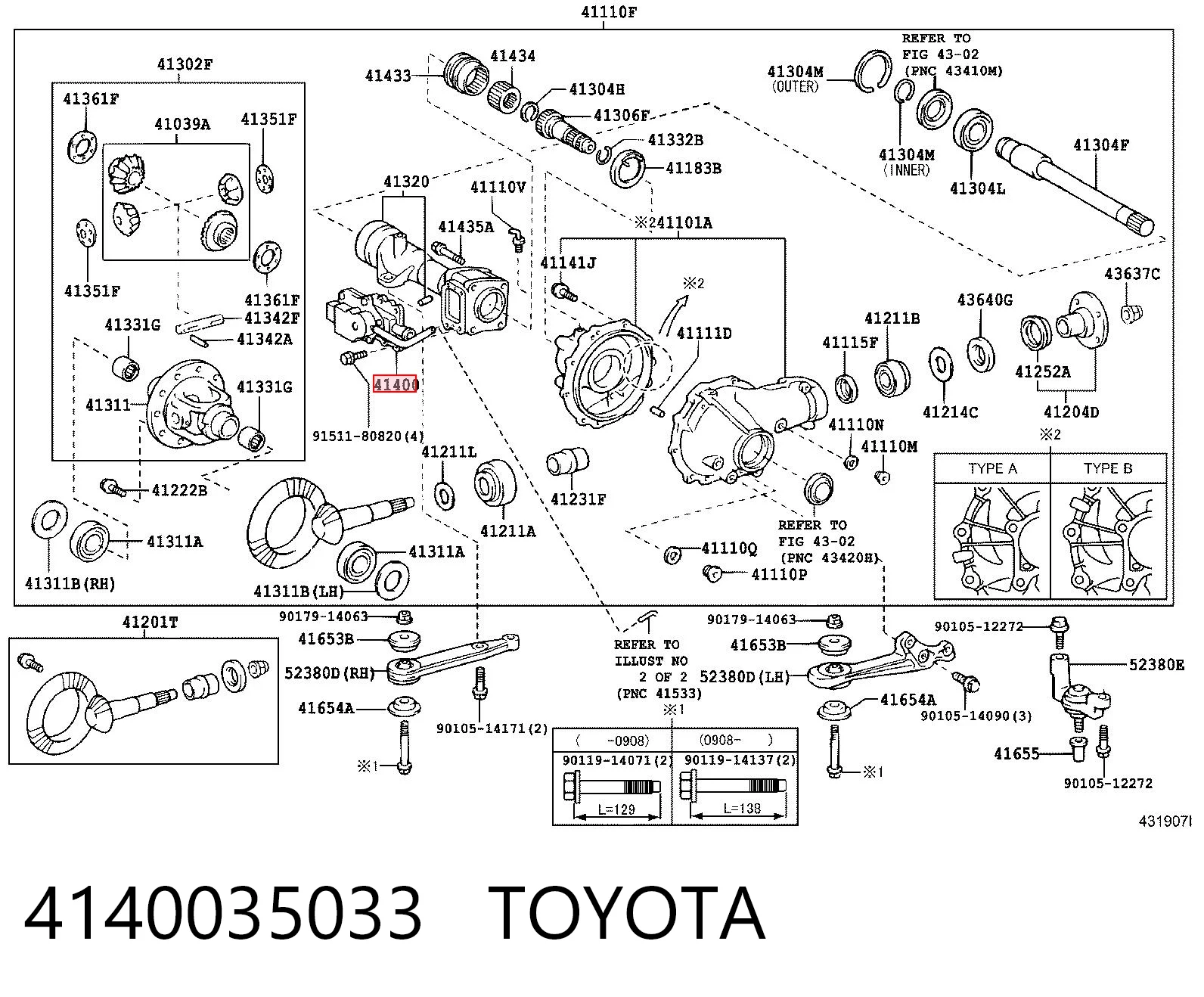 4140035033 Toyota Válvula de vacío de acoplamiento del eje delantero