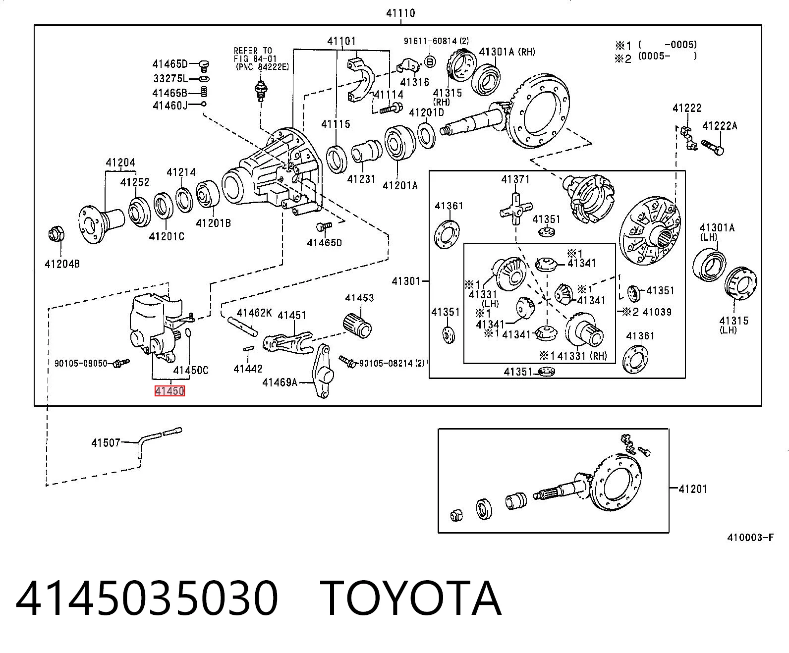 4145035030 Toyota Accionamiento del bloqueo del diferencial del eje trasero