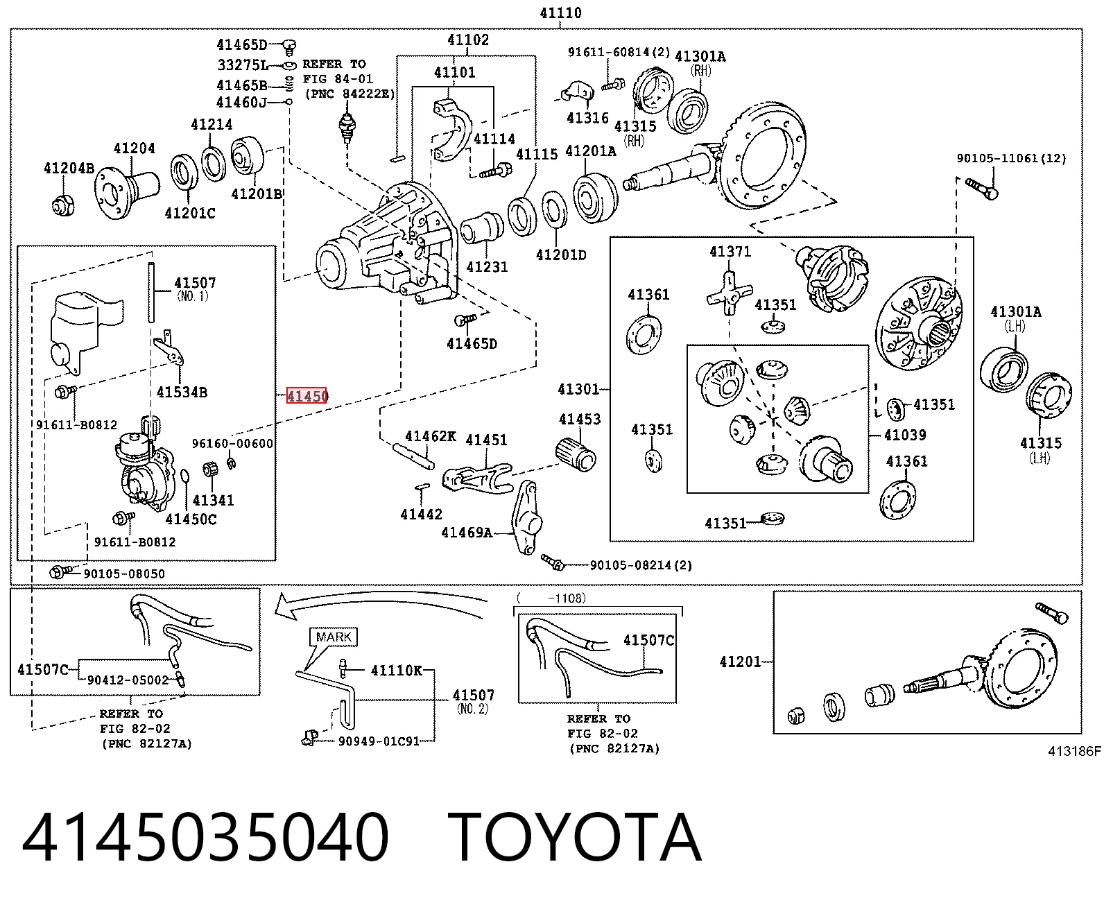 4145035040 Toyota Accionamiento del bloqueo del diferencial delantero