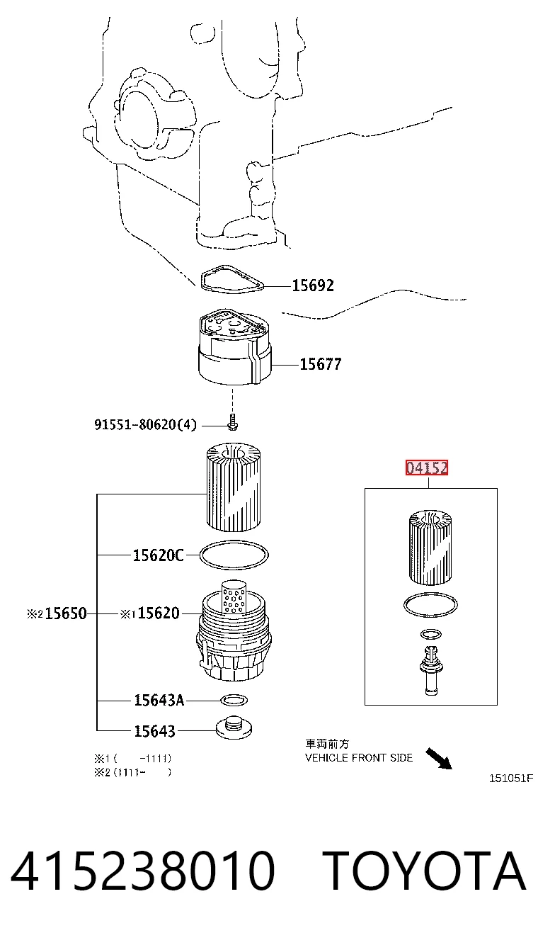415238010 Toyota Filtro aceite