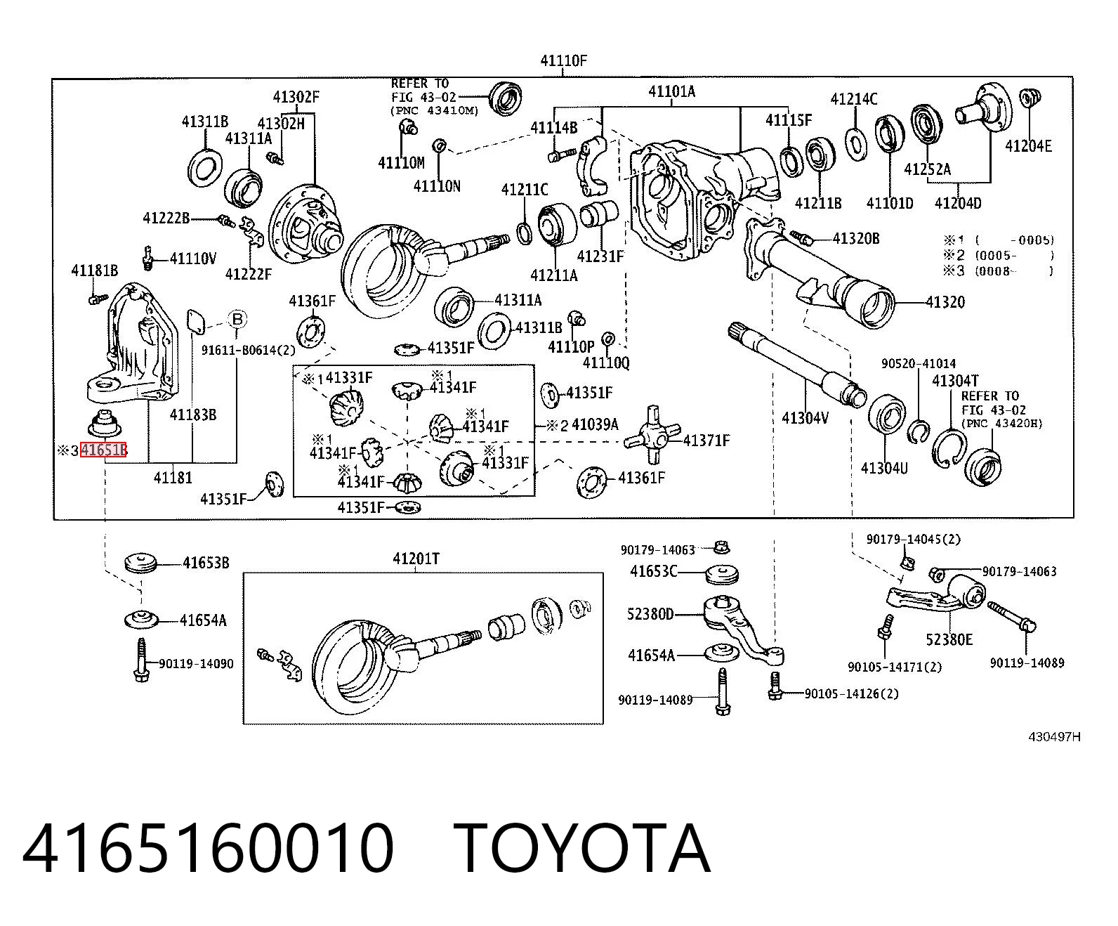 4165160010 Toyota Silentblock del soporte del diferencial delantero