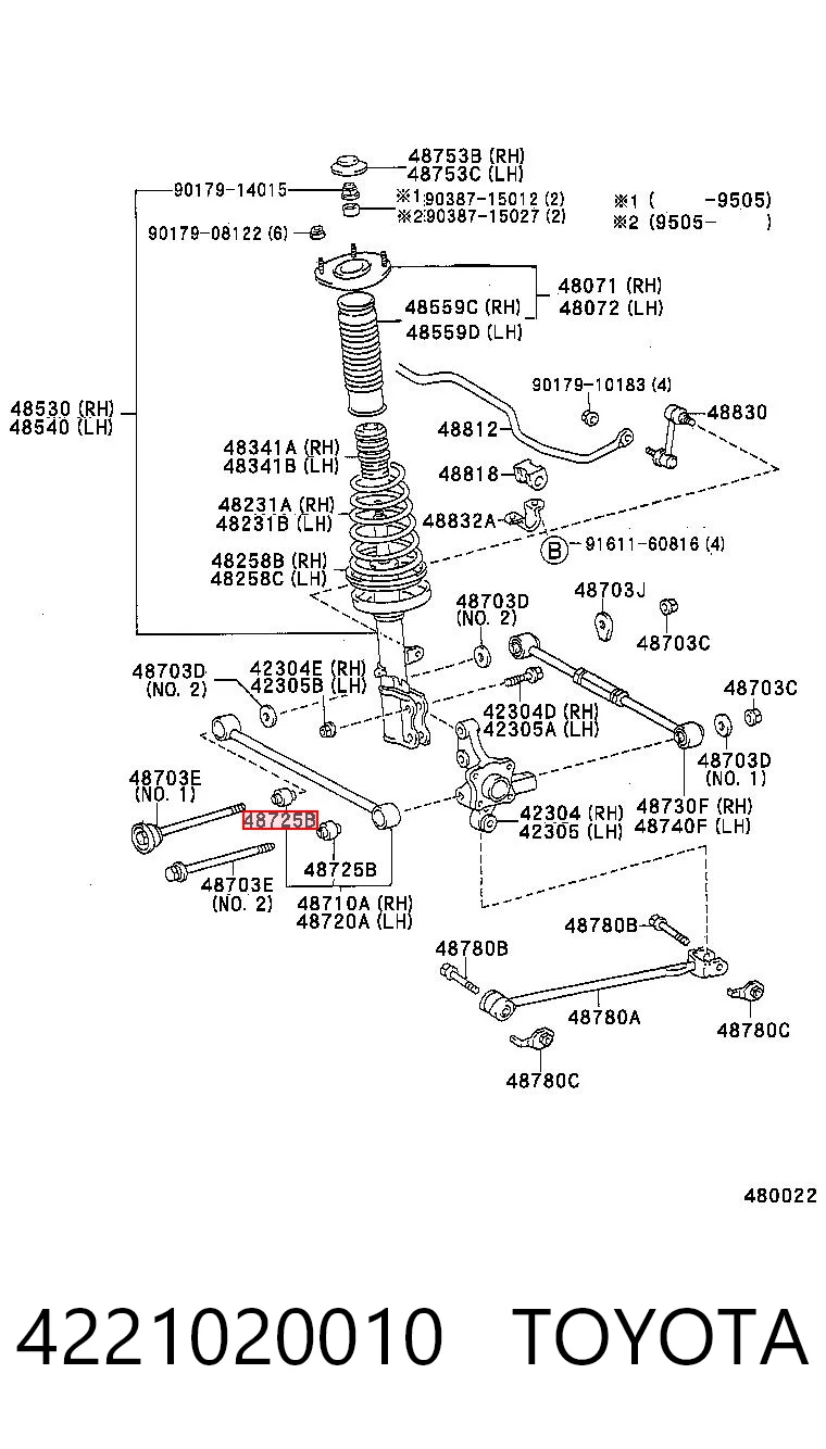 4221020010 Toyota Buje de mangueta trasera