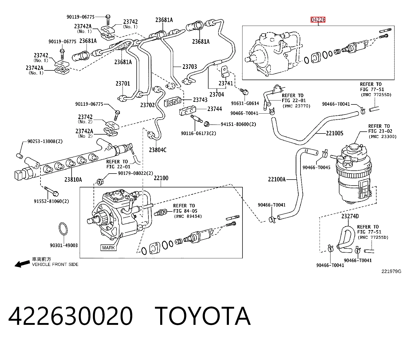422630020 Toyota Válvula reguladora de presión del sistema common rail