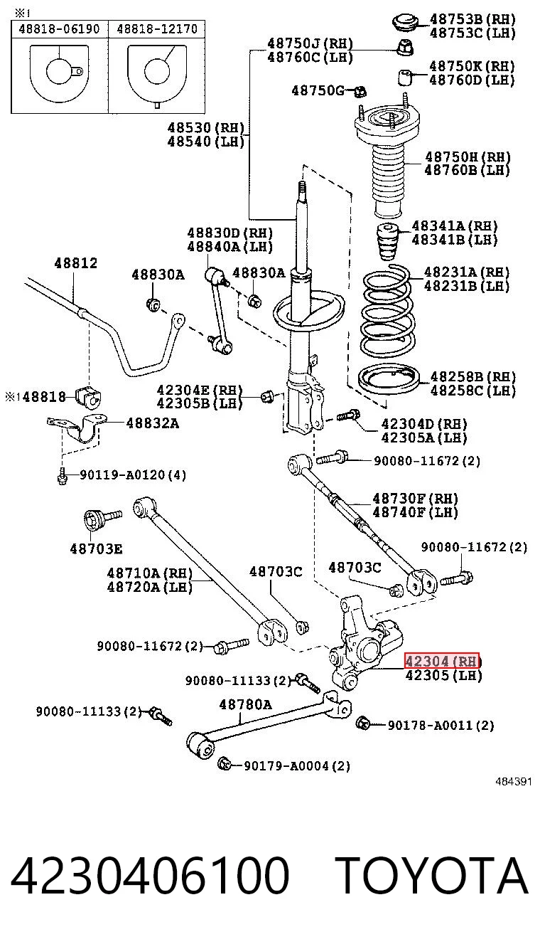 4230406100 Toyota Mangueta trasera derecha