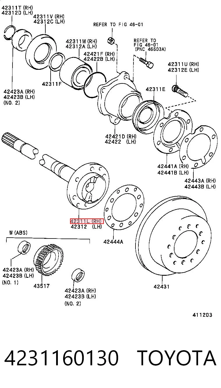 Semieje trasero Toyota Land Cruiser  (1996-2002)