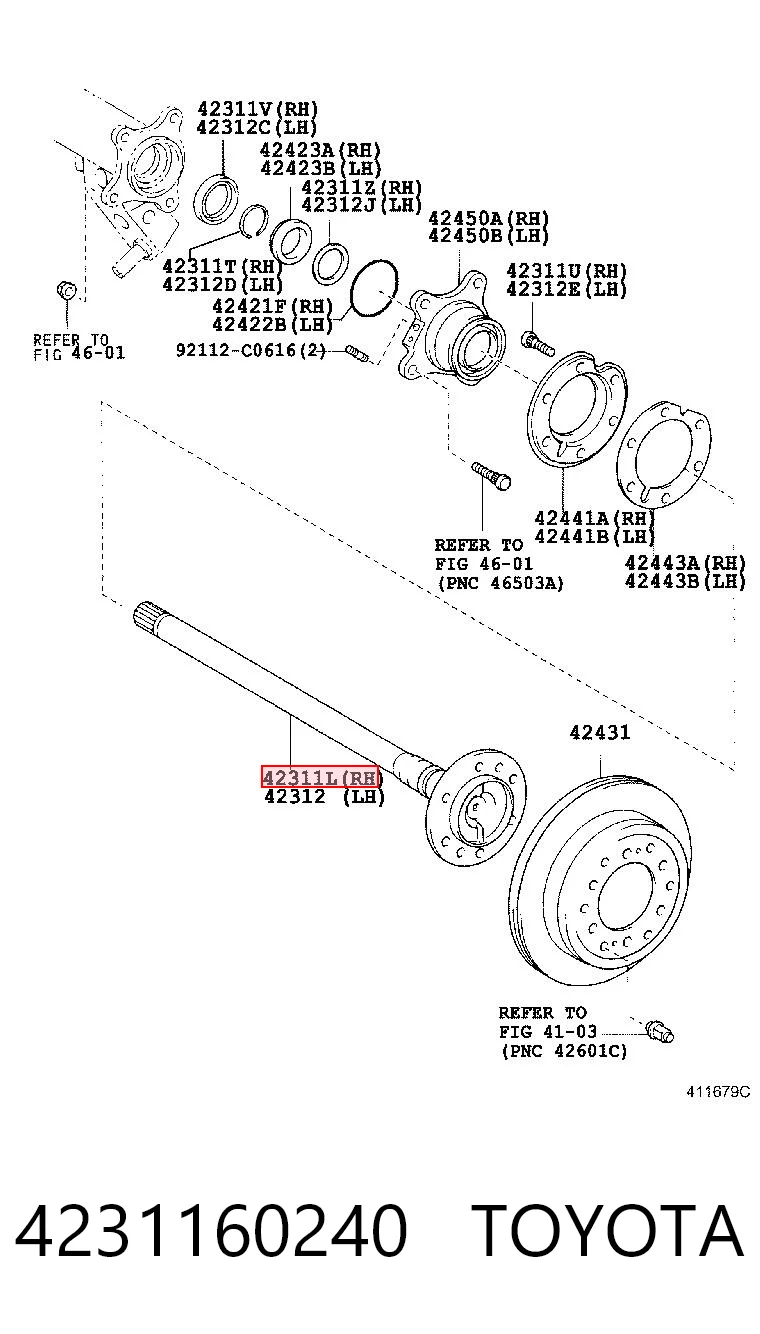 4231160240 Toyota Semieje trasero