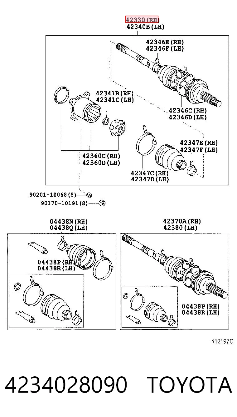 4234028090 Toyota Semieje trasero