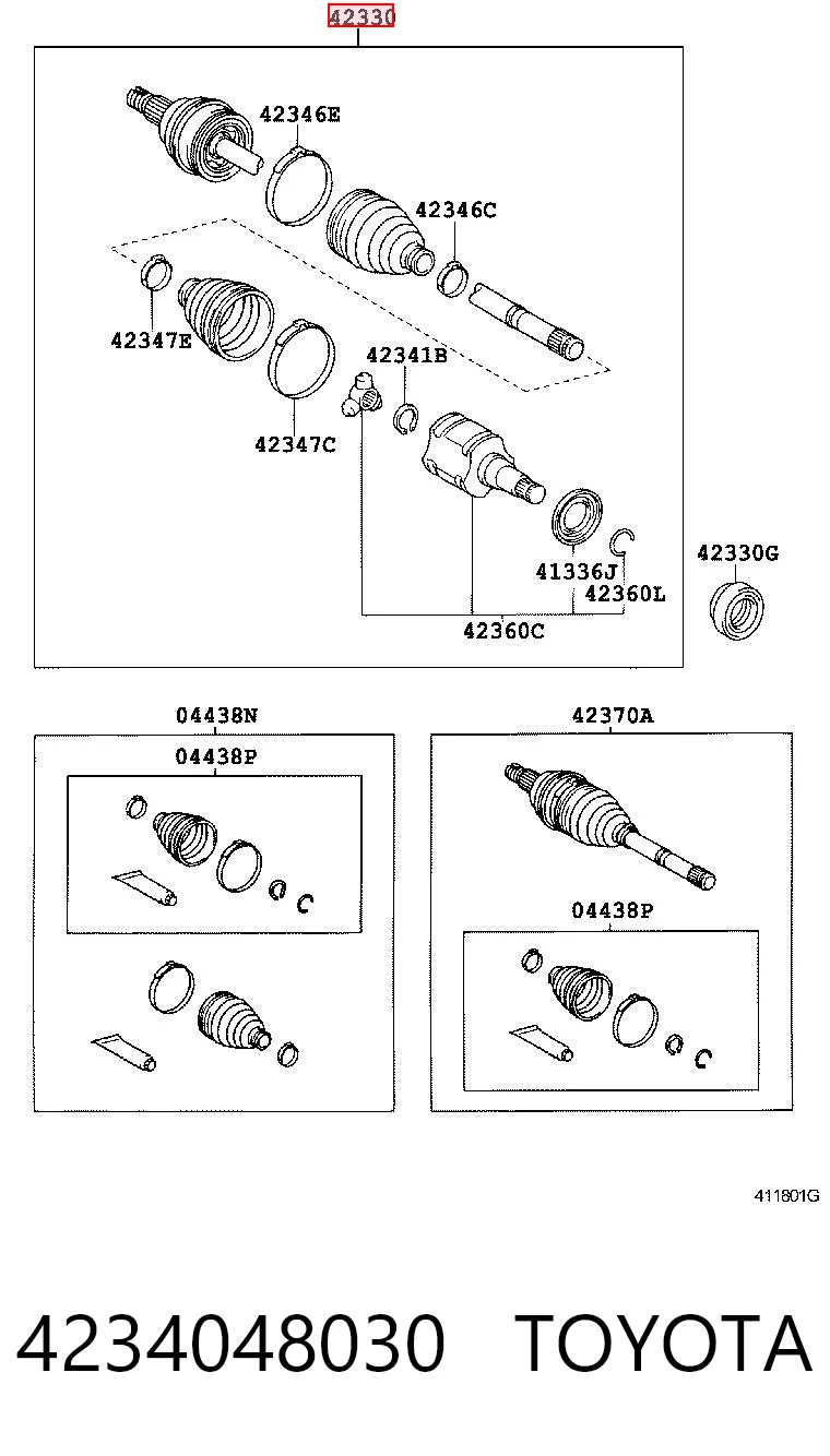 4234048030 Toyota Semieje trasero