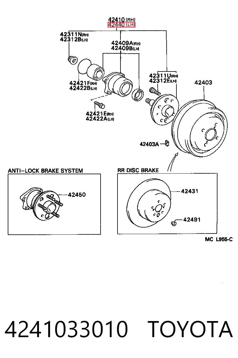 Rodamiento de rueda trasera para Toyota Camry III V10