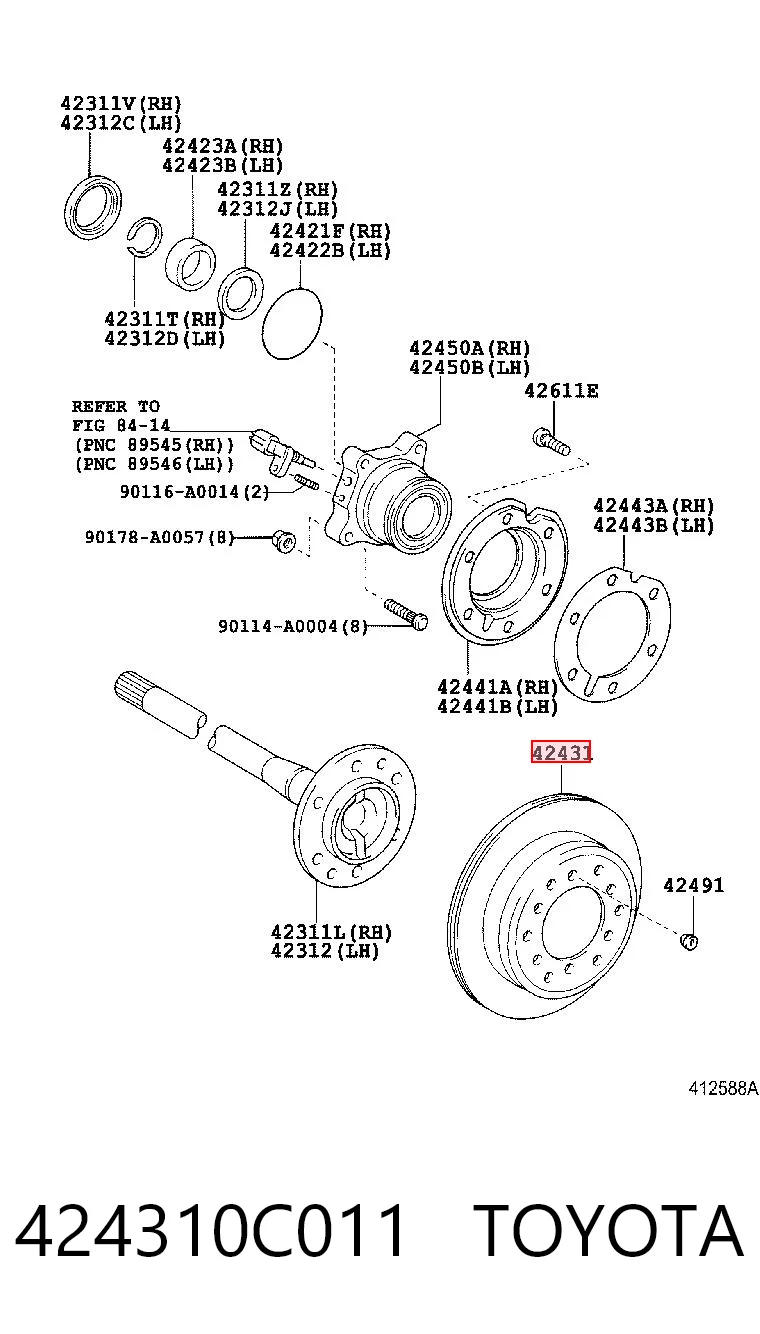 424310C011 Toyota Freno de disco trasero