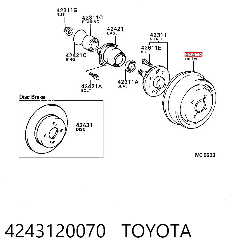 Comprar Tambor de freno trasero Toyota Tercel  AL25 a bajo precio