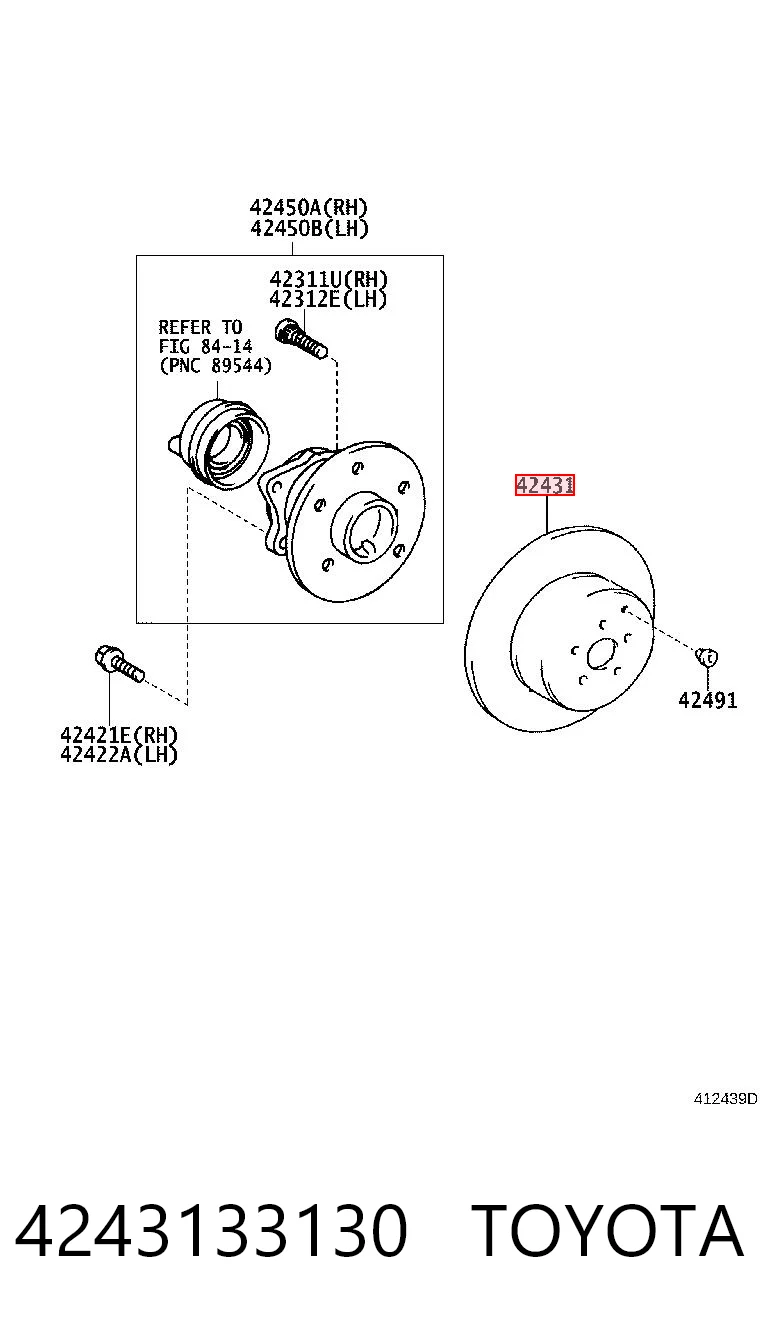 4243133130 Toyota Freno de disco trasero