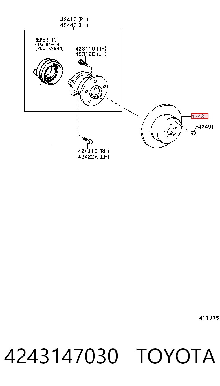 4243147030 Toyota Freno de disco trasero