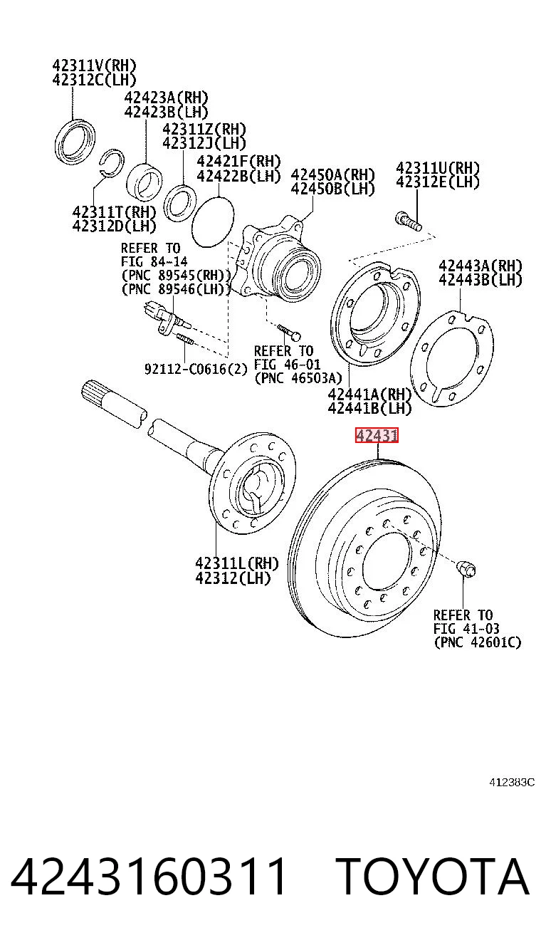 4243160311 Toyota Freno de disco trasero