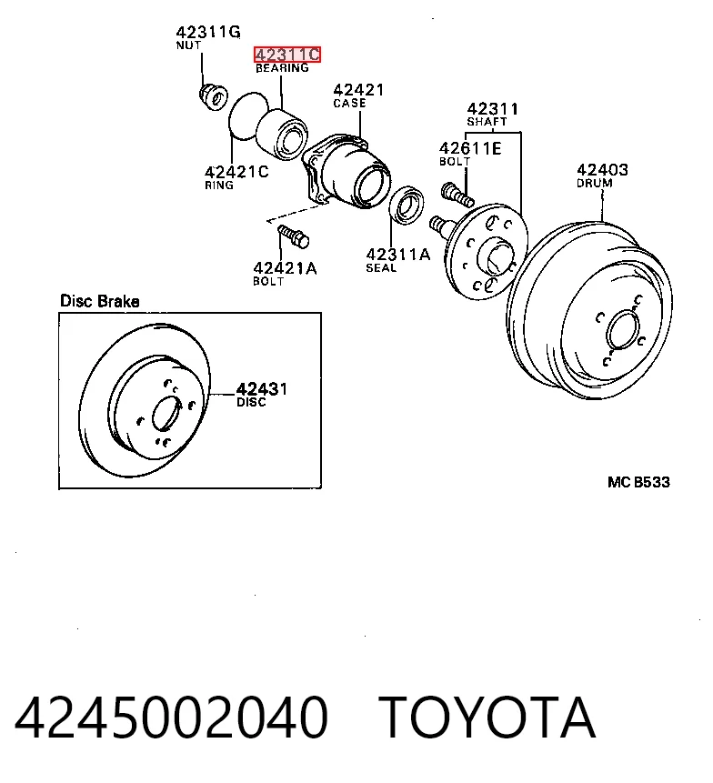  Cojinete de rueda Toyota Corolla 