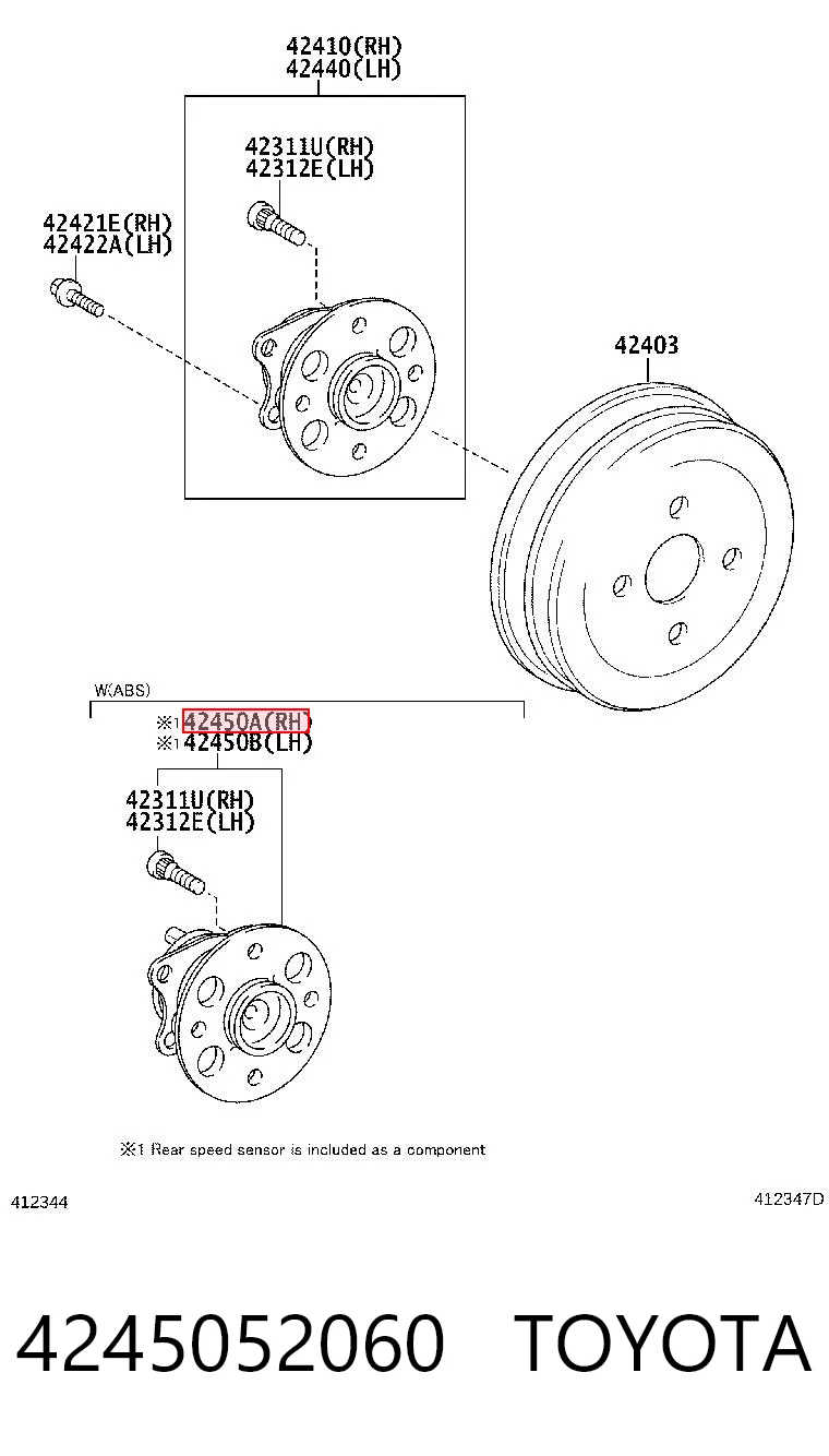 4245052060 Toyota Buje de rueda trasero