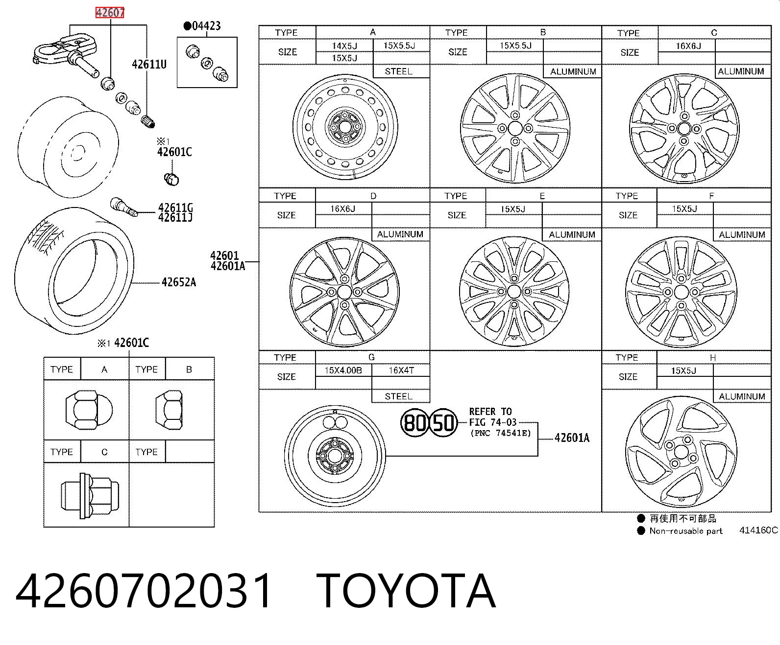 4260702031 Toyota Sensor de presión de neumáticos (TPMS)