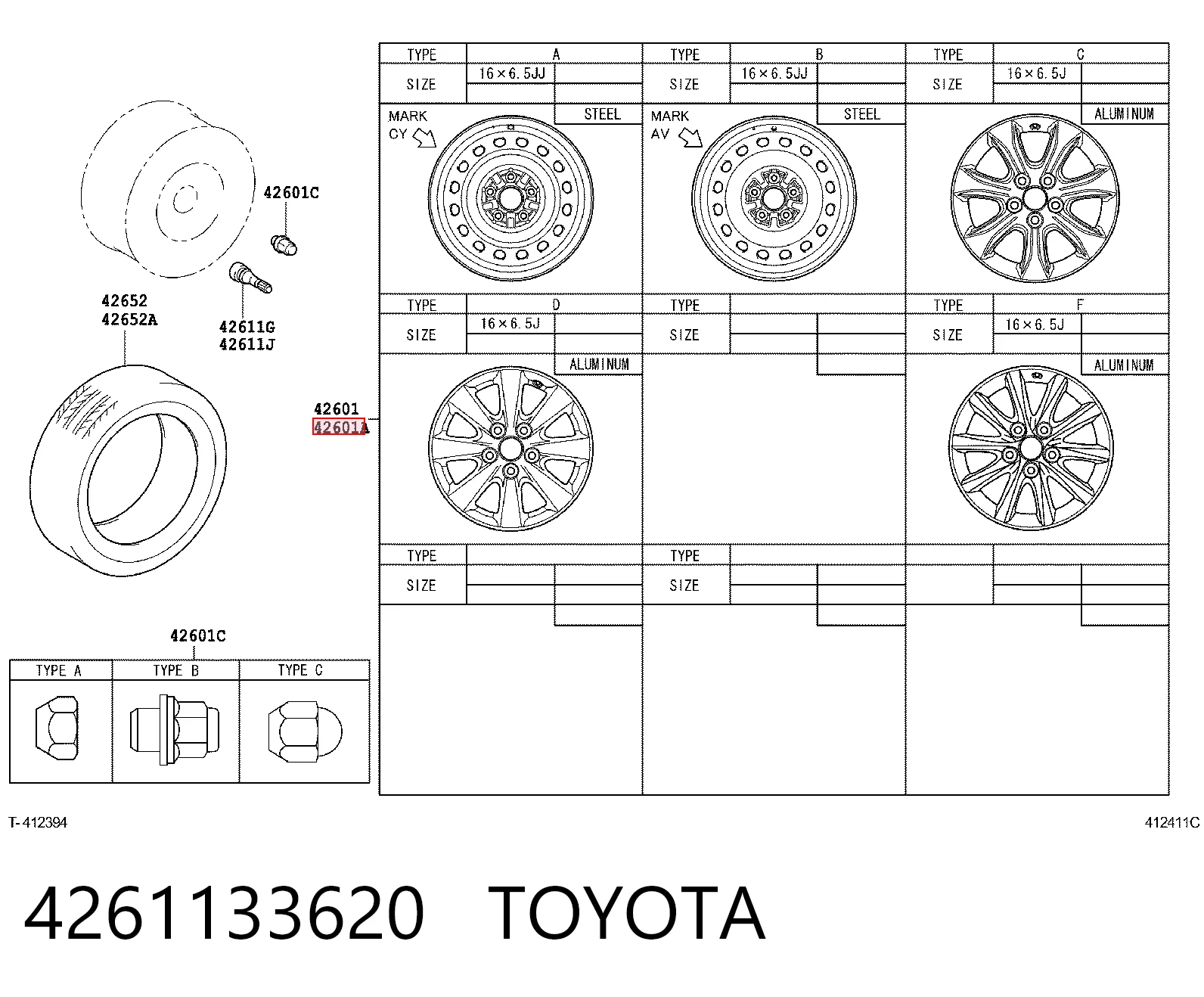 Llantas de aleación TOYOTA 4261133620