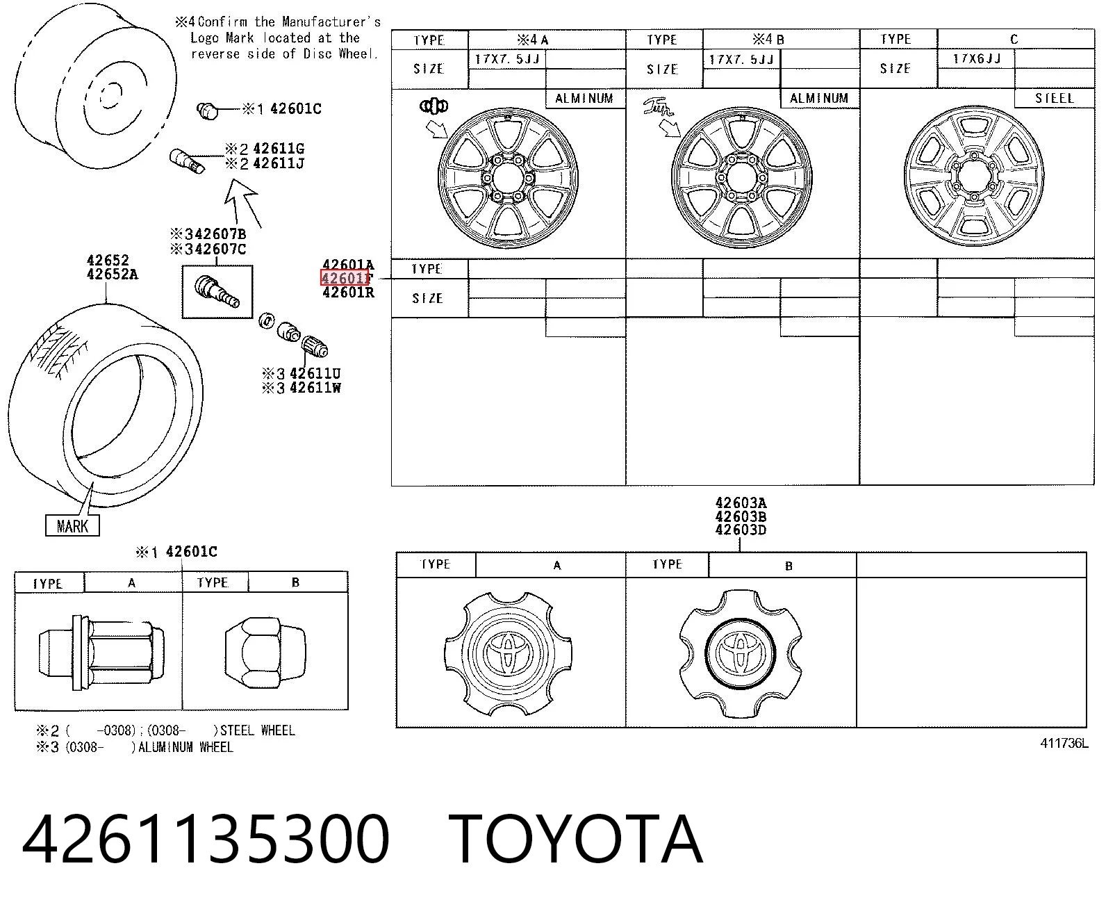 4261135300 Toyota Aros