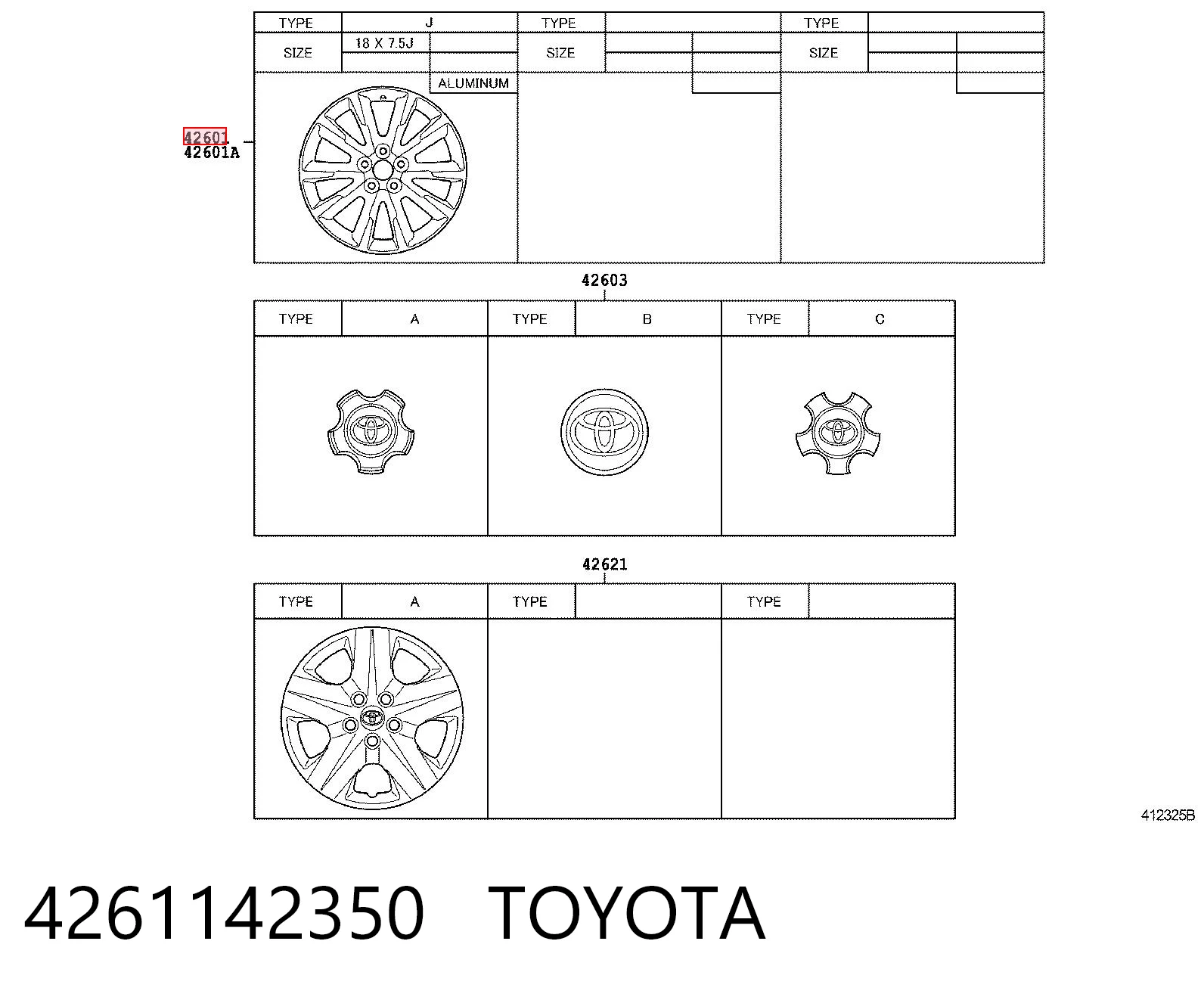 Llantas de aleación TOYOTA 4261142350