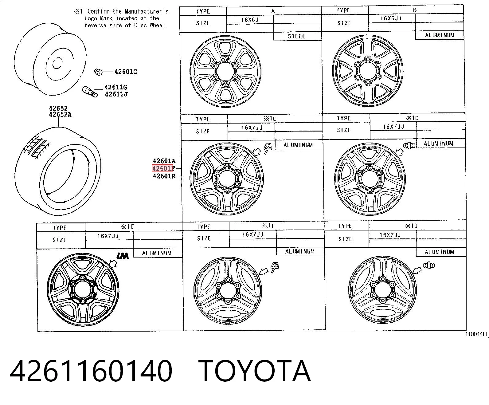 4261160140 Toyota