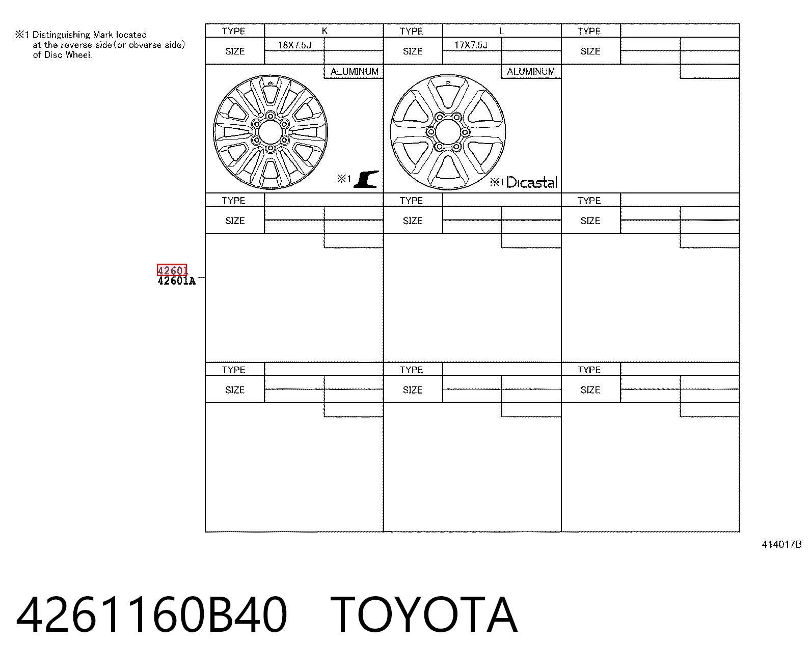 4261160B40 Toyota