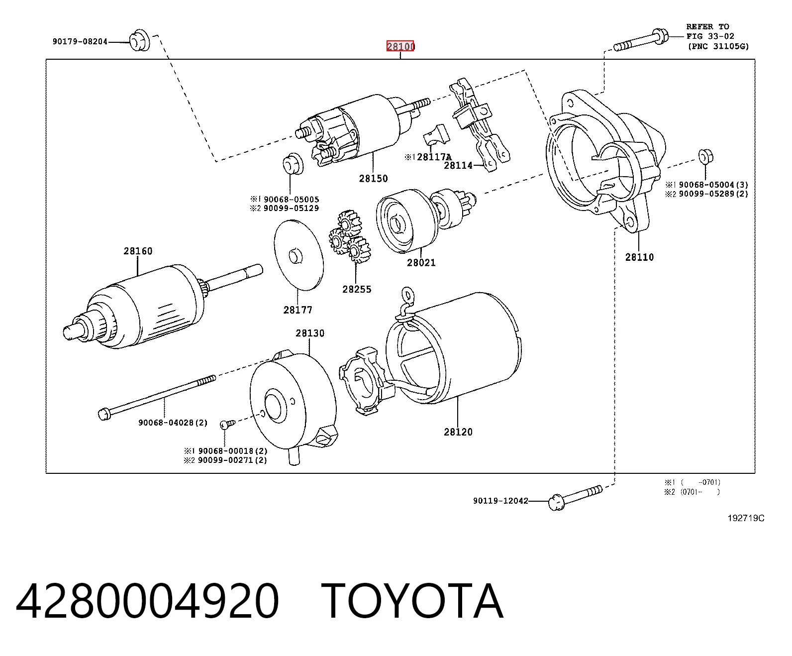 4280004920 Toyota Arranque motores