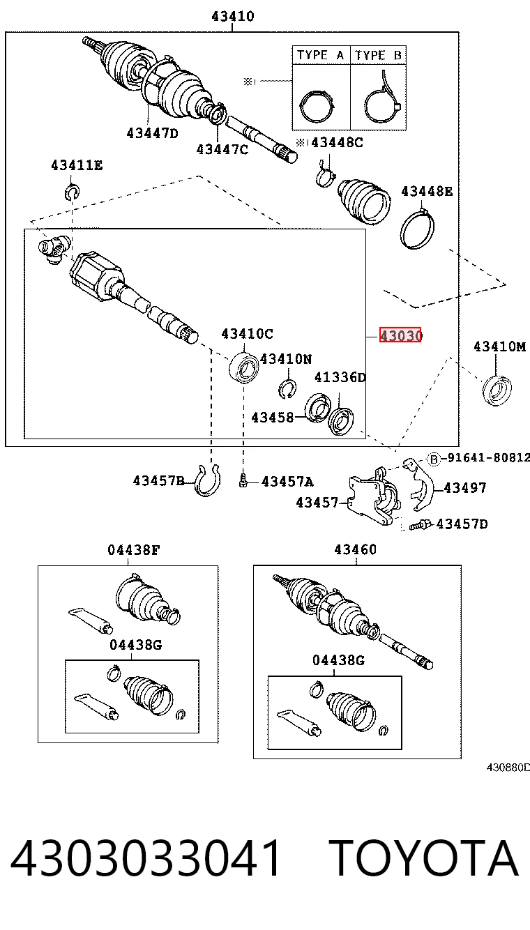 4303033041 Toyota Junta homocinética interna delantera derecha