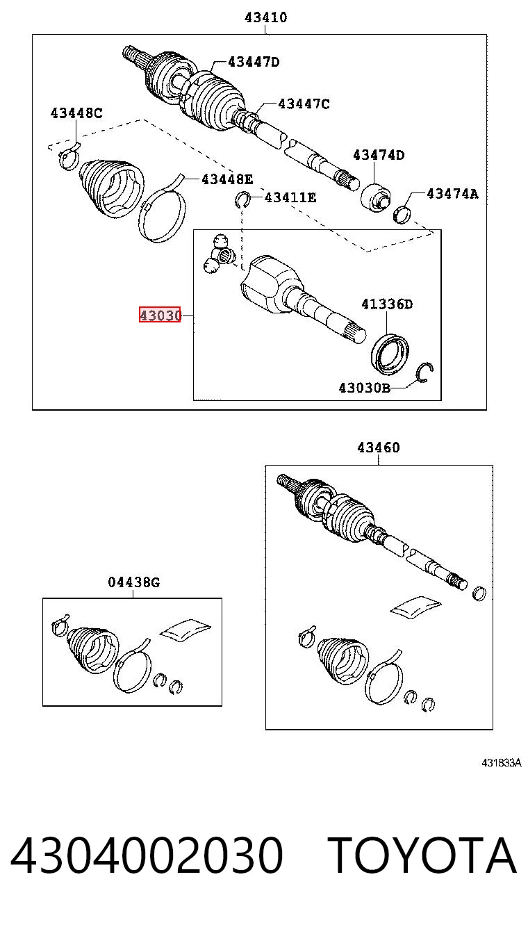 Juego de articulación, árbol de transmisión, interior delantera AND 41498093