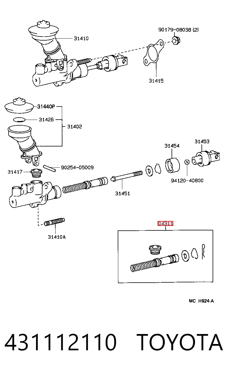 431112110 Toyota Juego de reparación cilindro de freno principal